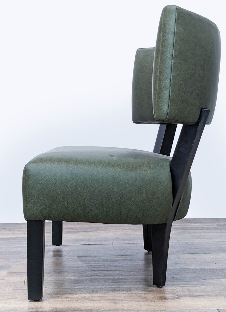 Mid-Century Modern Style Green Fabric Faux Leather Chair