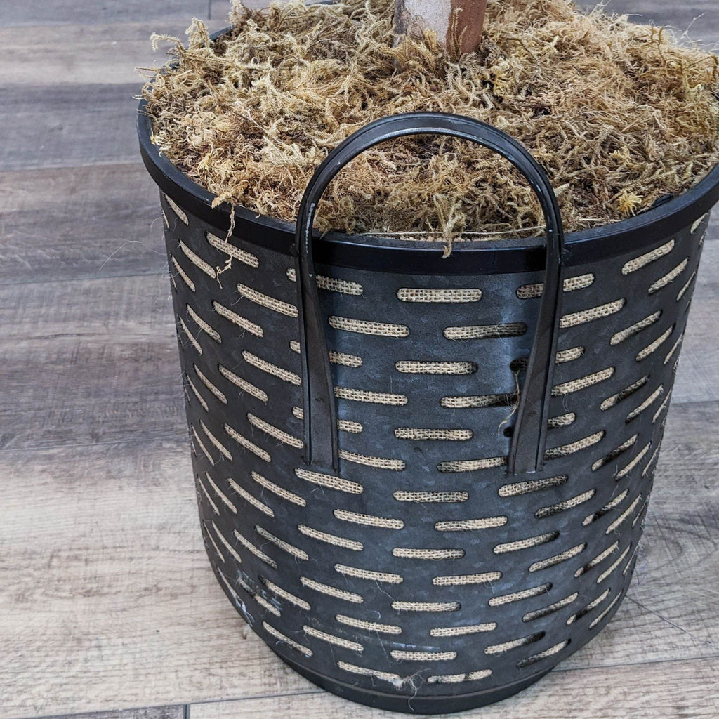 Fiddle Leaf Artificial Tree in Metal Basket