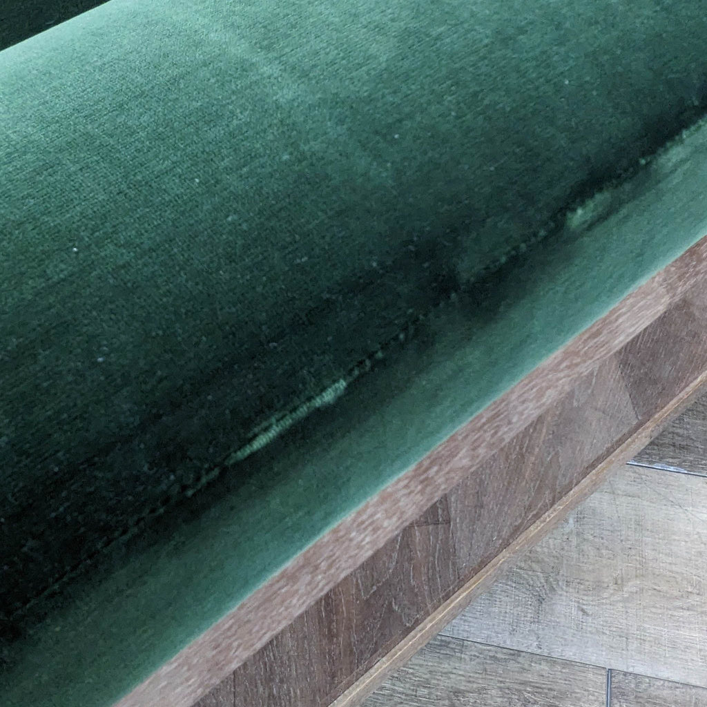 Green Velvet Sofa with Wood Frame