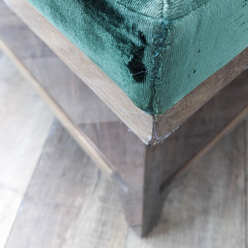 Green Velvet Sofa with Wood Frame