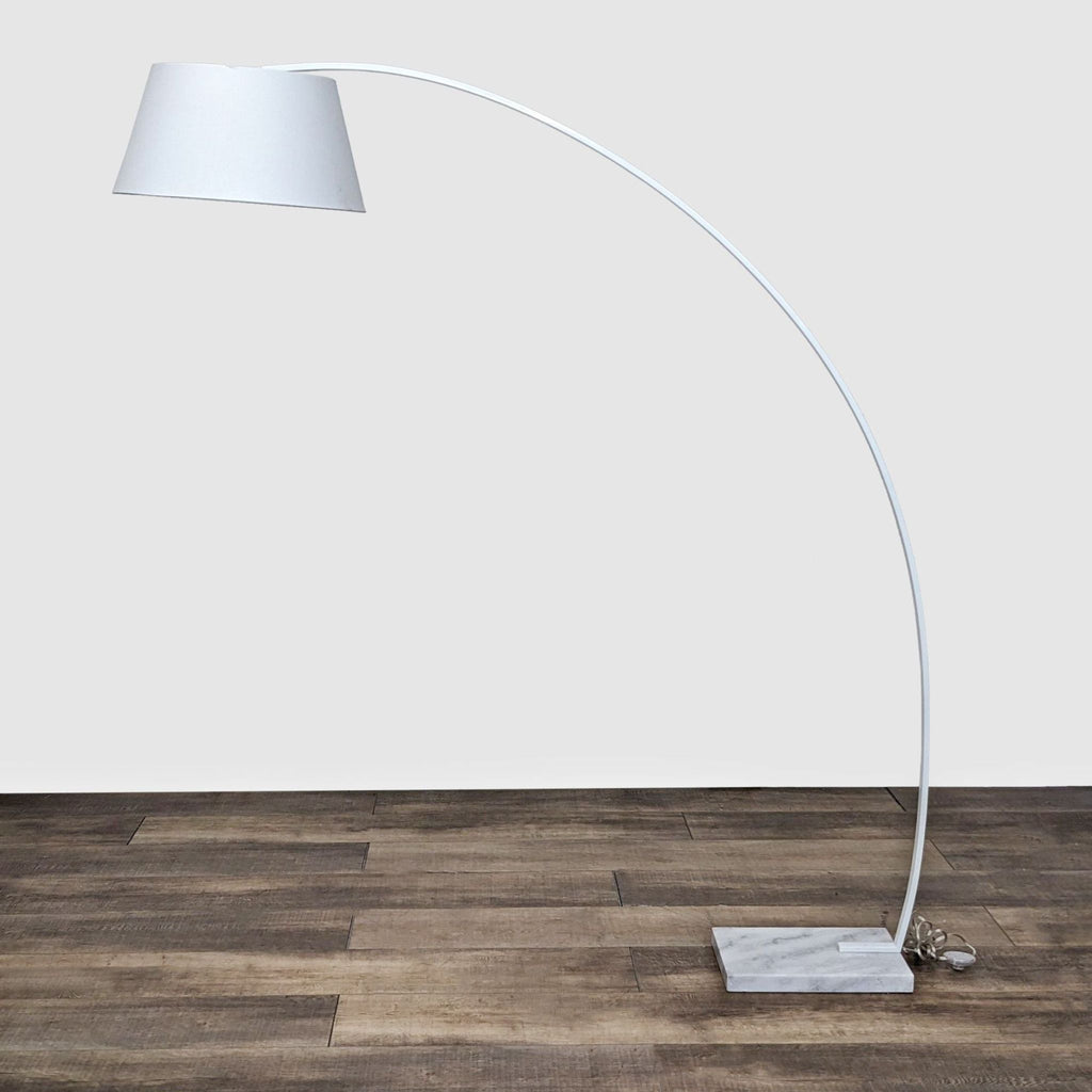 77" Tall Zou Modern Arc Floor Lamp With Marble Base