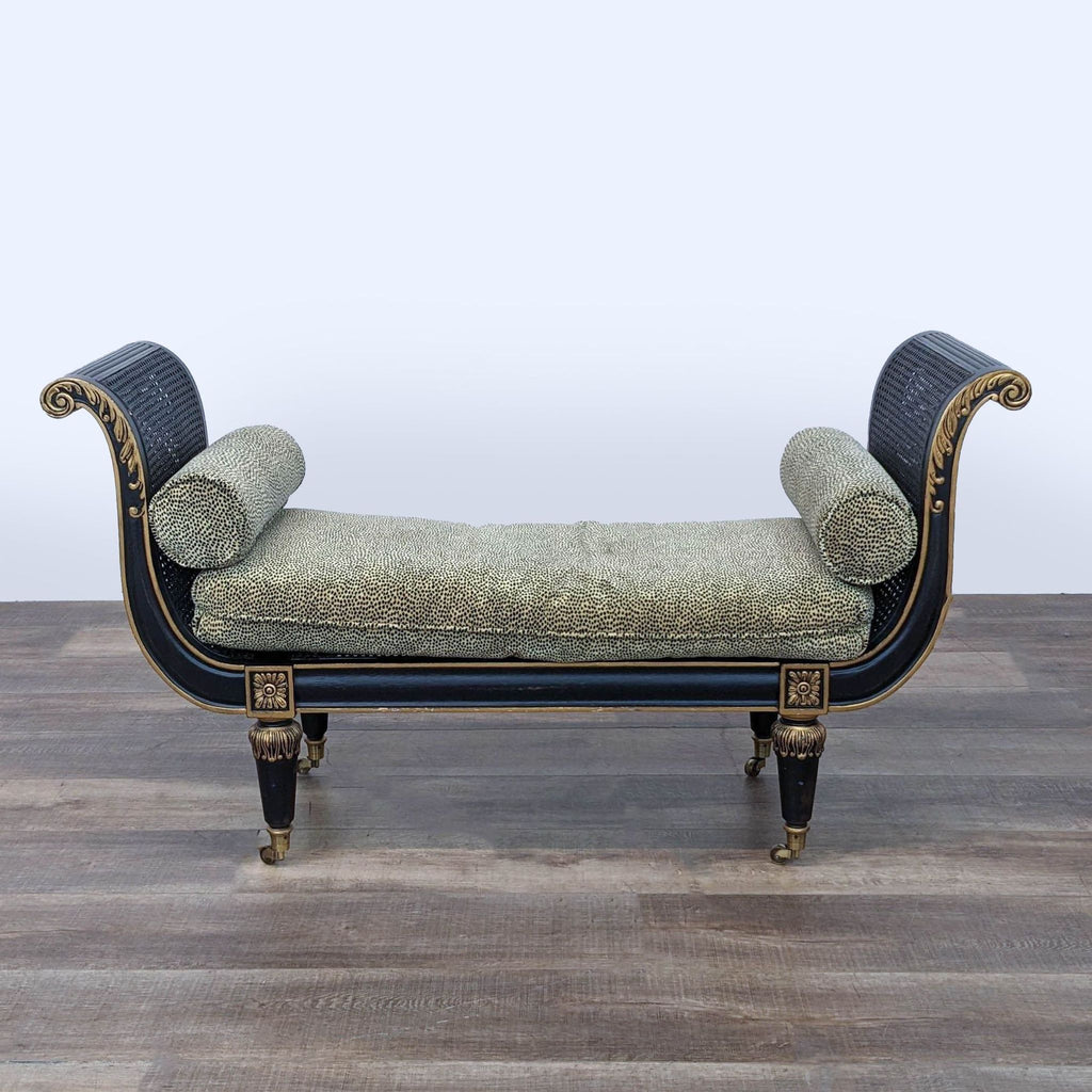 Empire Style Wood Bench With Gold Detailing