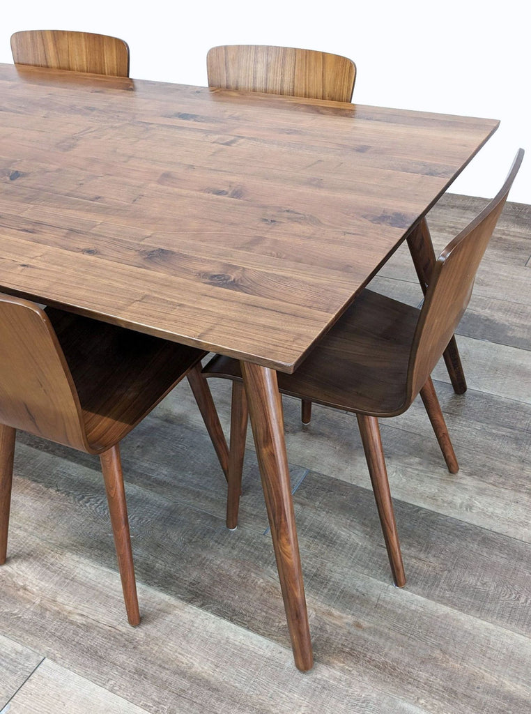 Article Modern Mid-Century Walnut Seno Dining Table with Six Sede Chairs