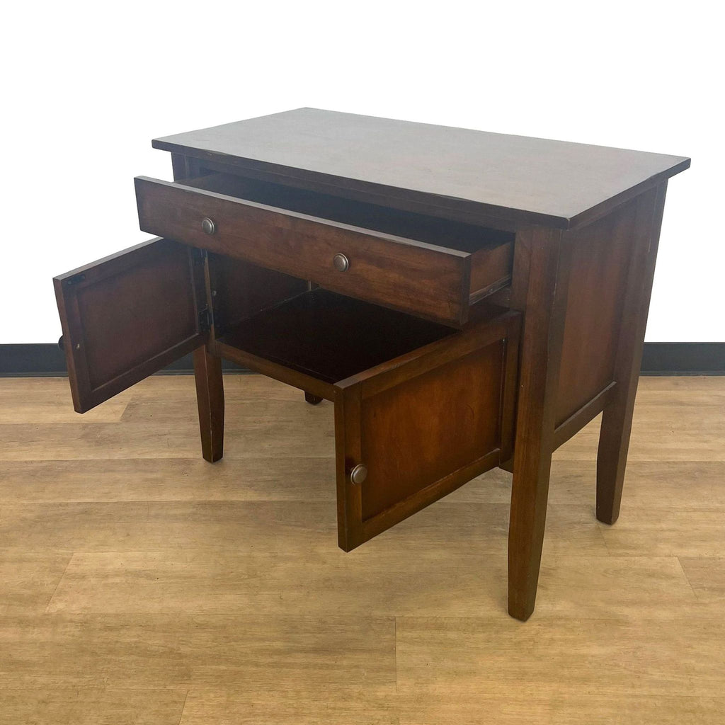 vintage mid century modern cherry wood desk with two drawers and a drawer for sale