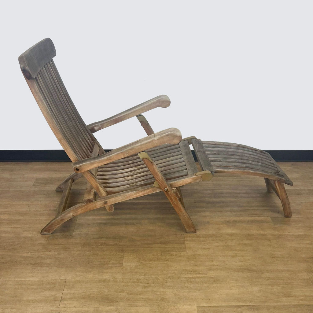 Solid Teak Outdoor Steamer Chaise Lounge