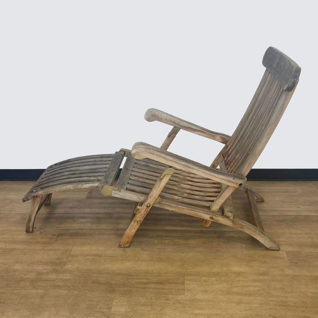 Solid Teak Outdoor Steamer Chaise Lounge