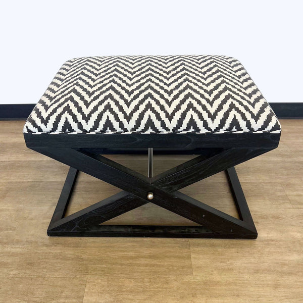 a black and white geometric stool