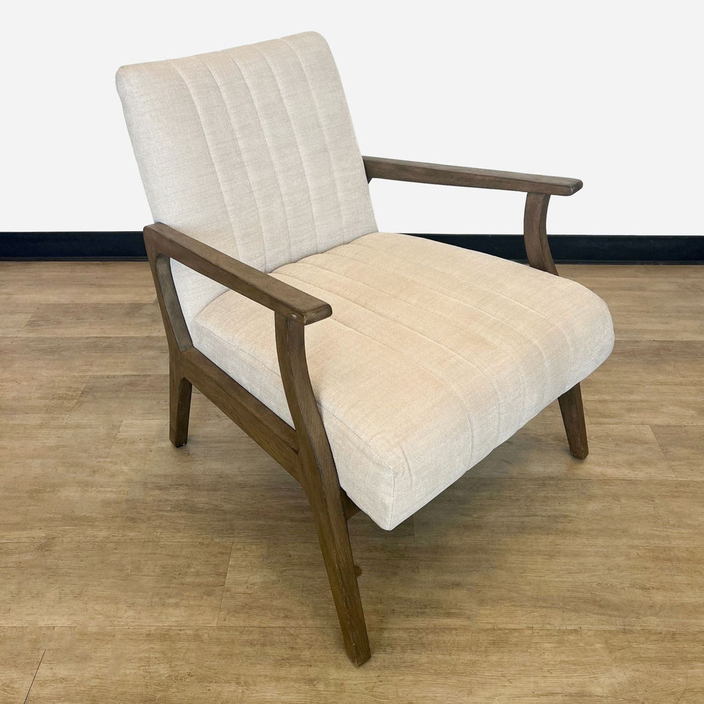 Side view of the retro-inspired Burton chair showing armrests and cushion details.