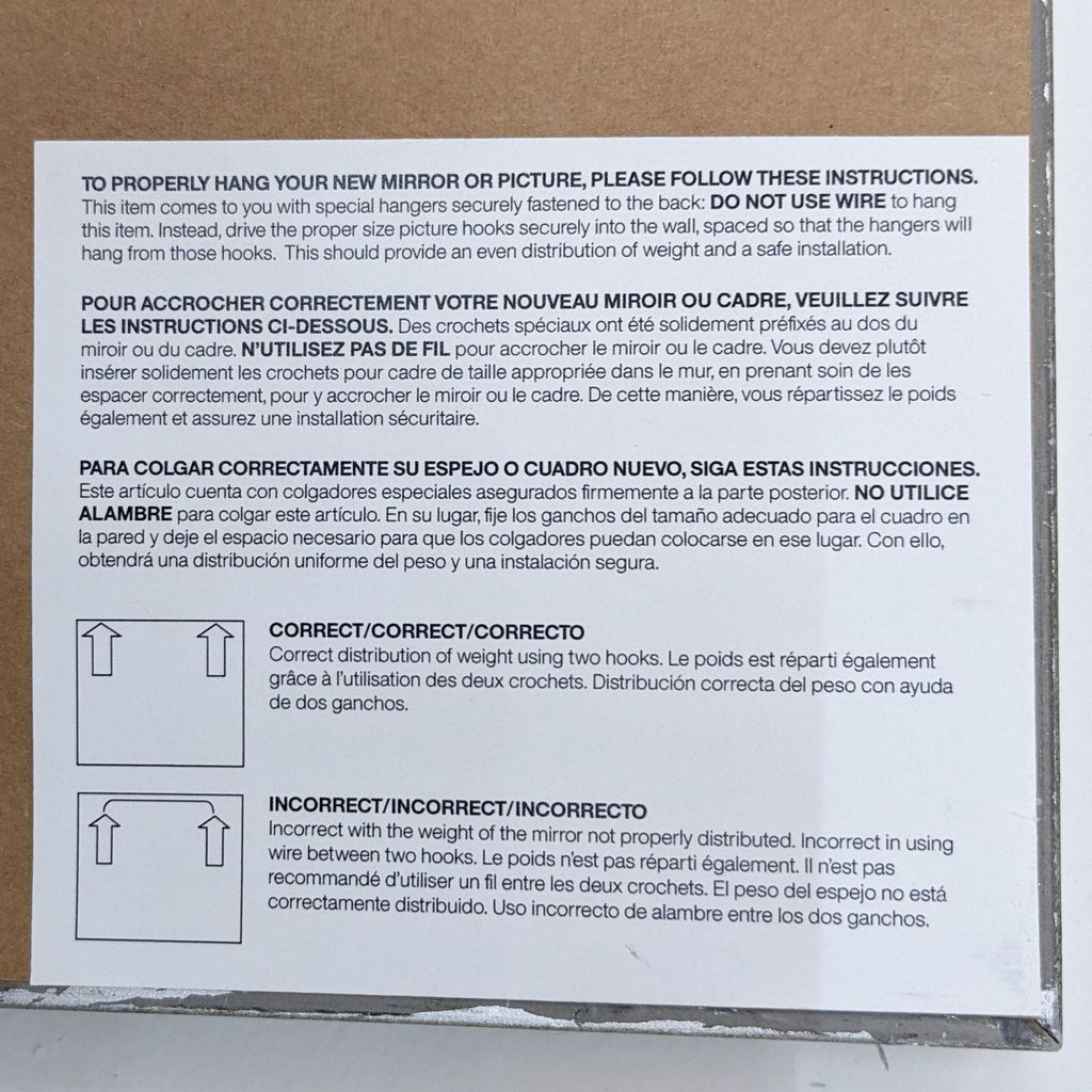 the back of the box showing the instructions for the new mirror.