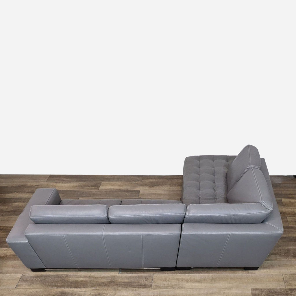 Grey Leather Sectional Sofa by W. Schillig