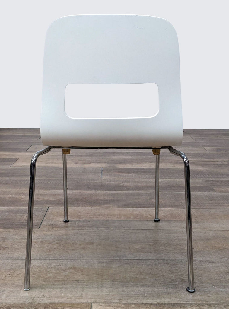 Modern White Wood Chair with Sleek Chrome Legs