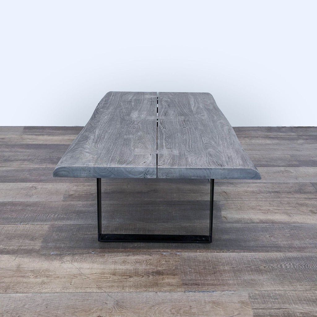 Crate & Barrel Yukon Weathered Grey Live Edge Solid Wood Rectangular Coffee Table
