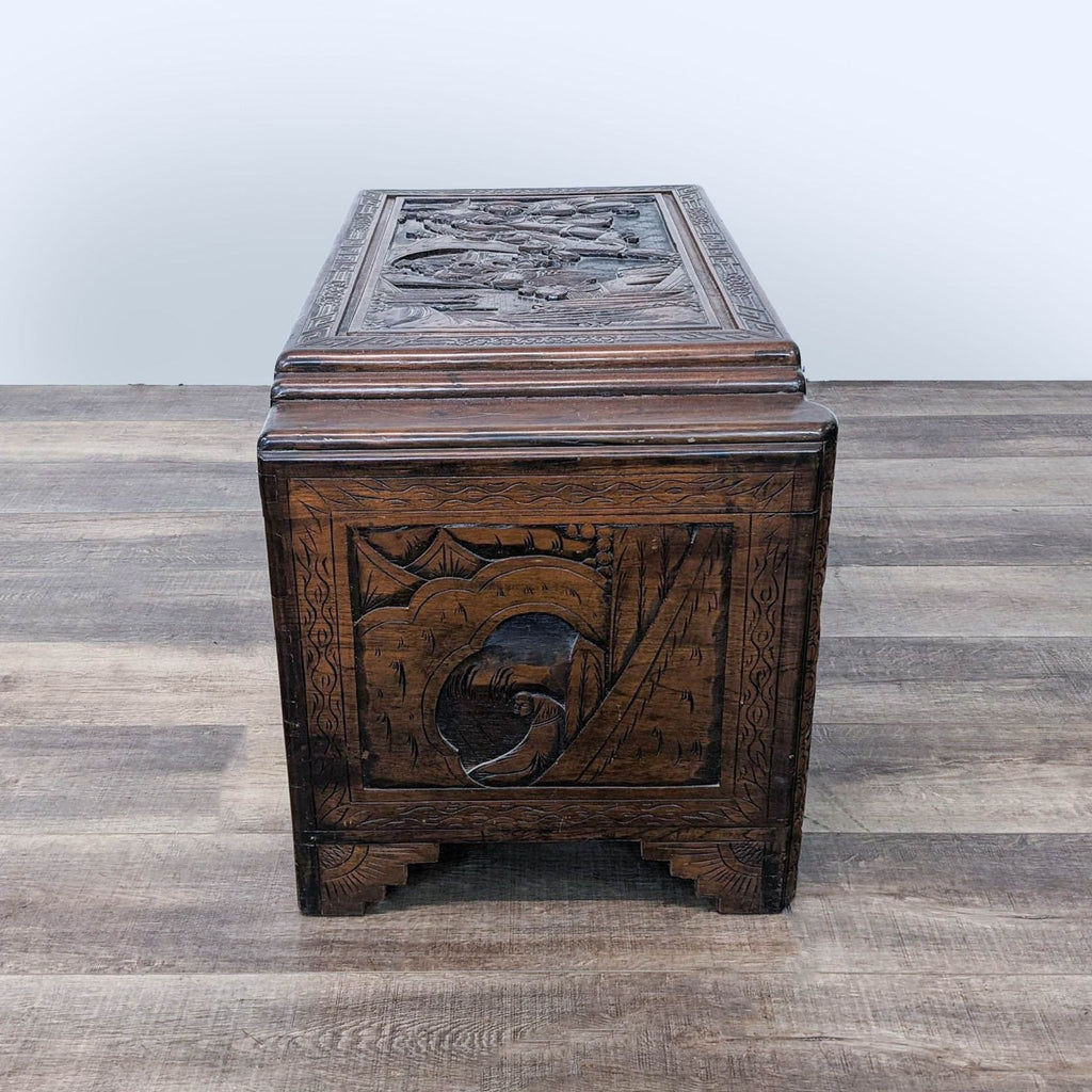 Vintage Carved Chinese Trunk
