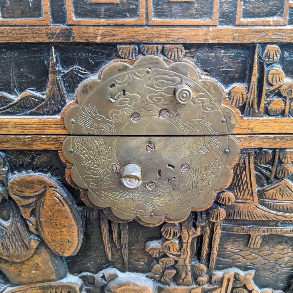 Vintage Carved Chinese Trunk