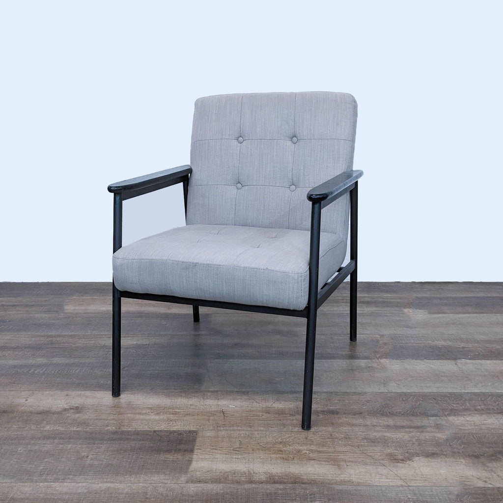 Modern Gray Lounge Chair with Metal Frame