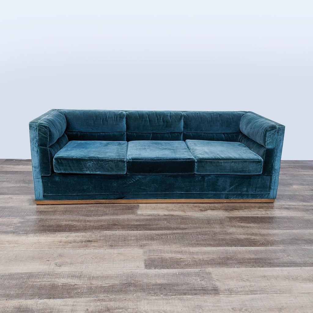 the [ unused0 ] sofa in teal velvet