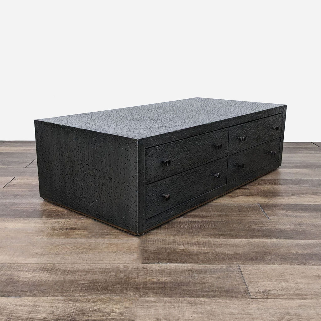 Four Drawer Metal Hammered Coffee Table