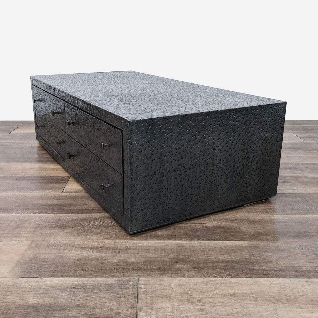 Four Drawer Metal Hammered Coffee Table