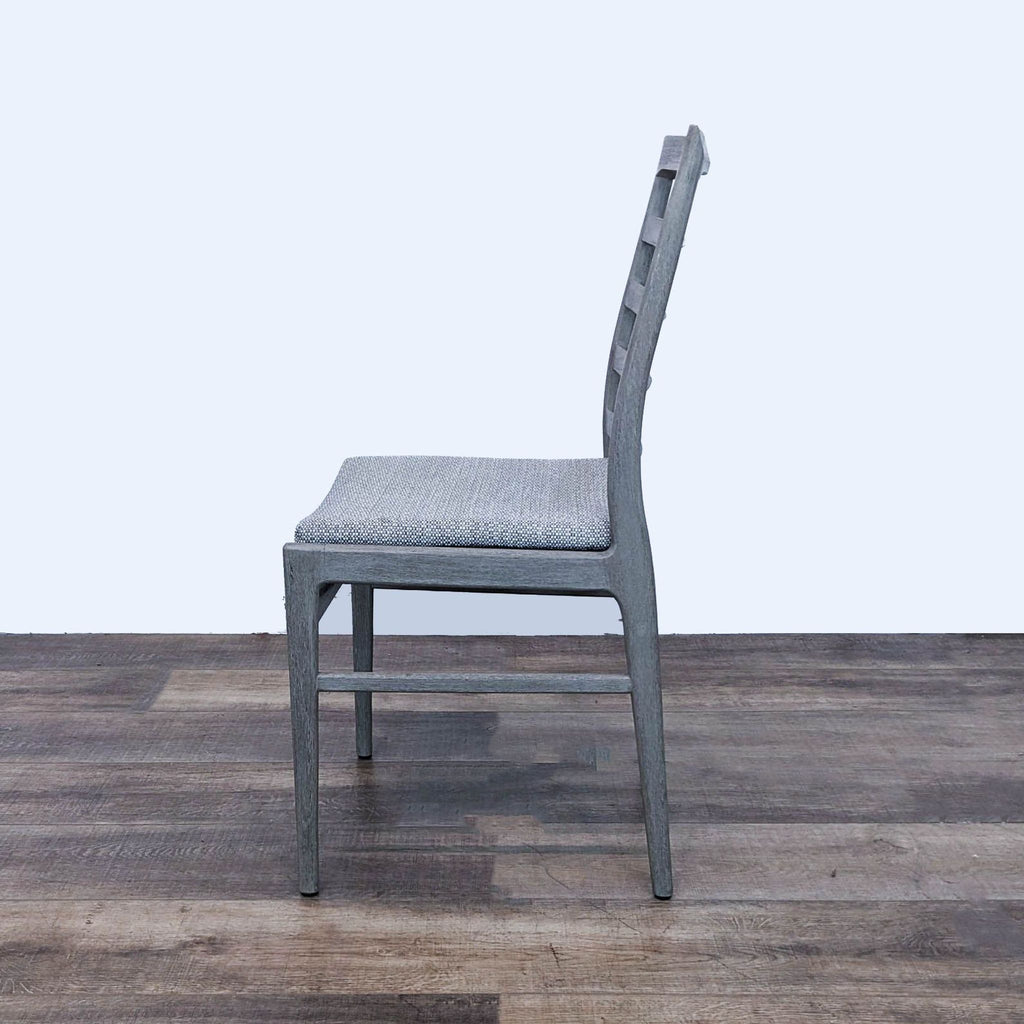 Modern Grey Wood Ladderback Dining Chair with Comfort Cushion
