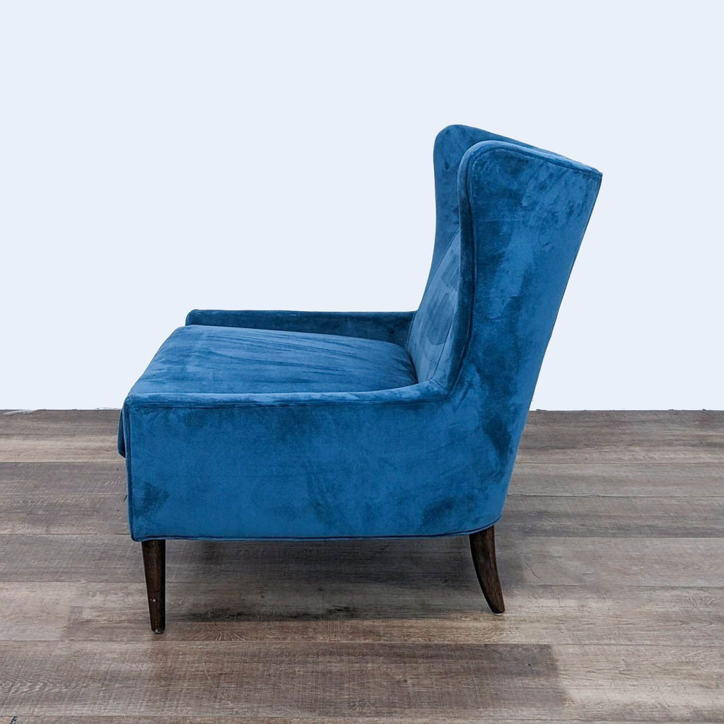 Four Hands Marlow Blue Velvet Wingback Chair