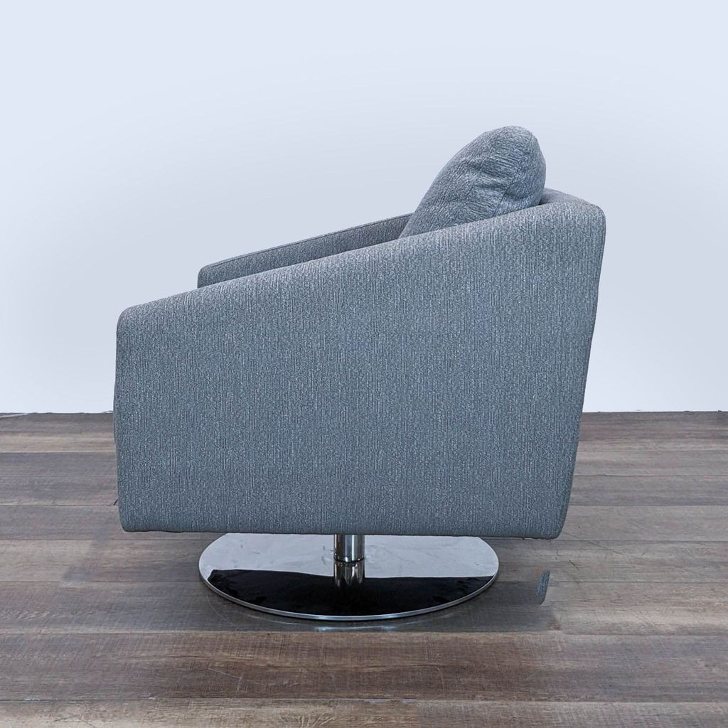 Modern Gray Fabric Swivel Lounge Chair