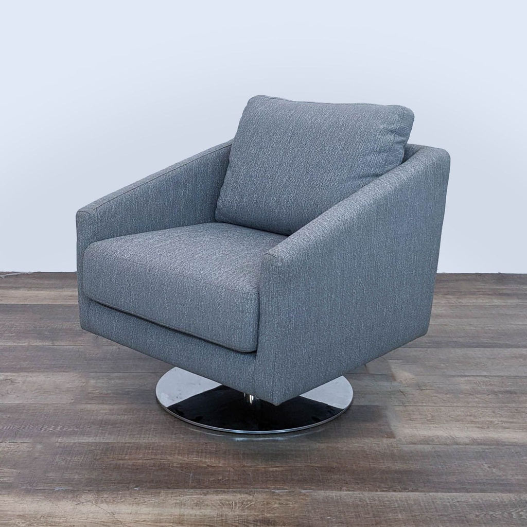 Modern Gray Fabric Swivel Lounge Chair