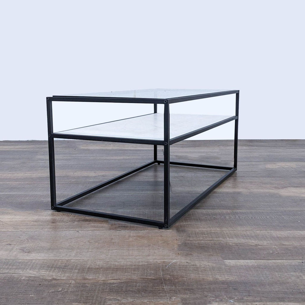 the glass top coffee table is a modern, minimalist coffee table.