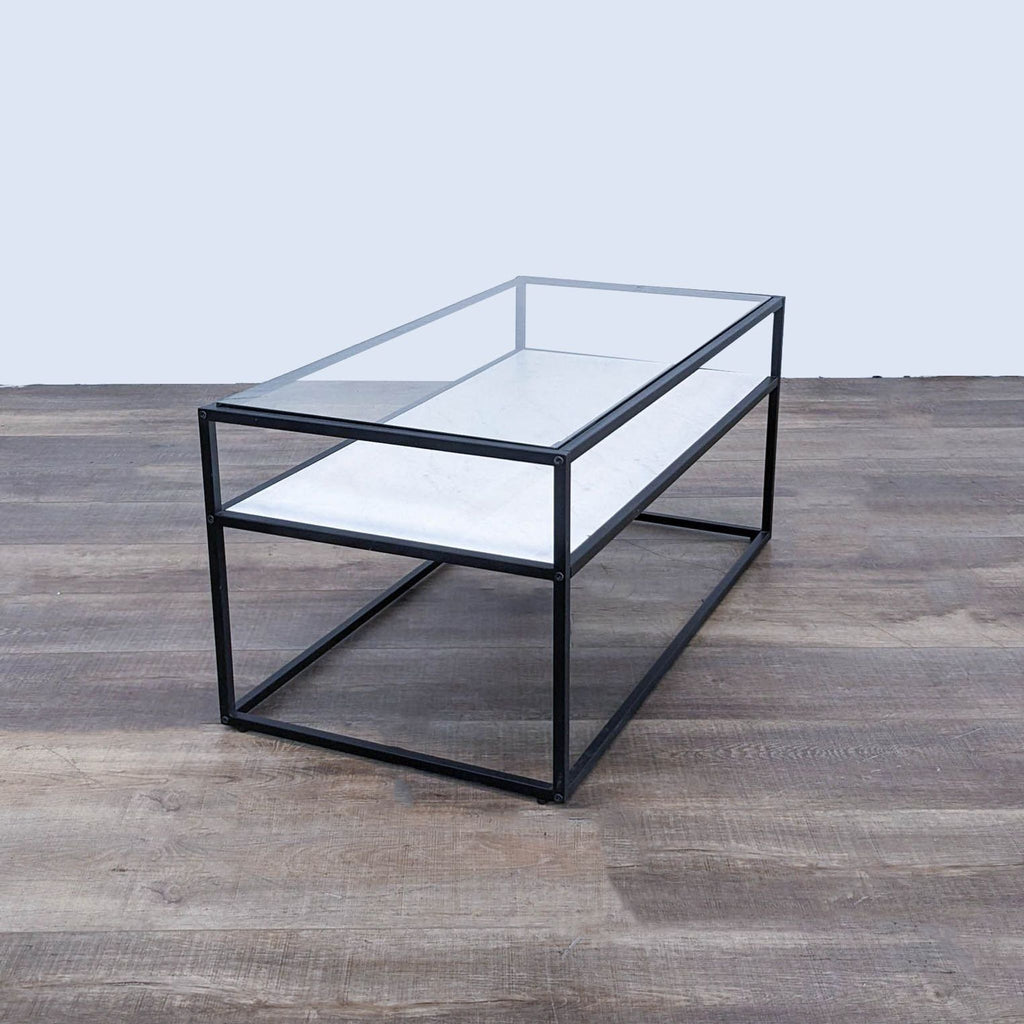 Metal and Glass Coffee Table with Shelf