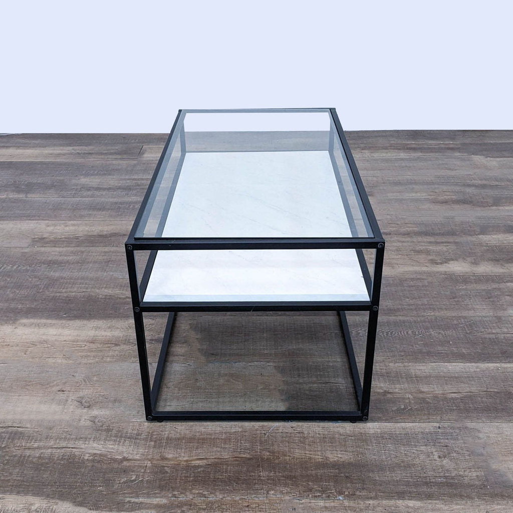 Metal and Glass Coffee Table with Shelf