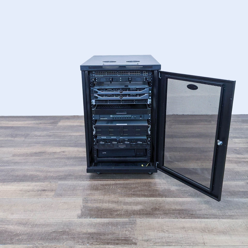 a computer case with a door open.