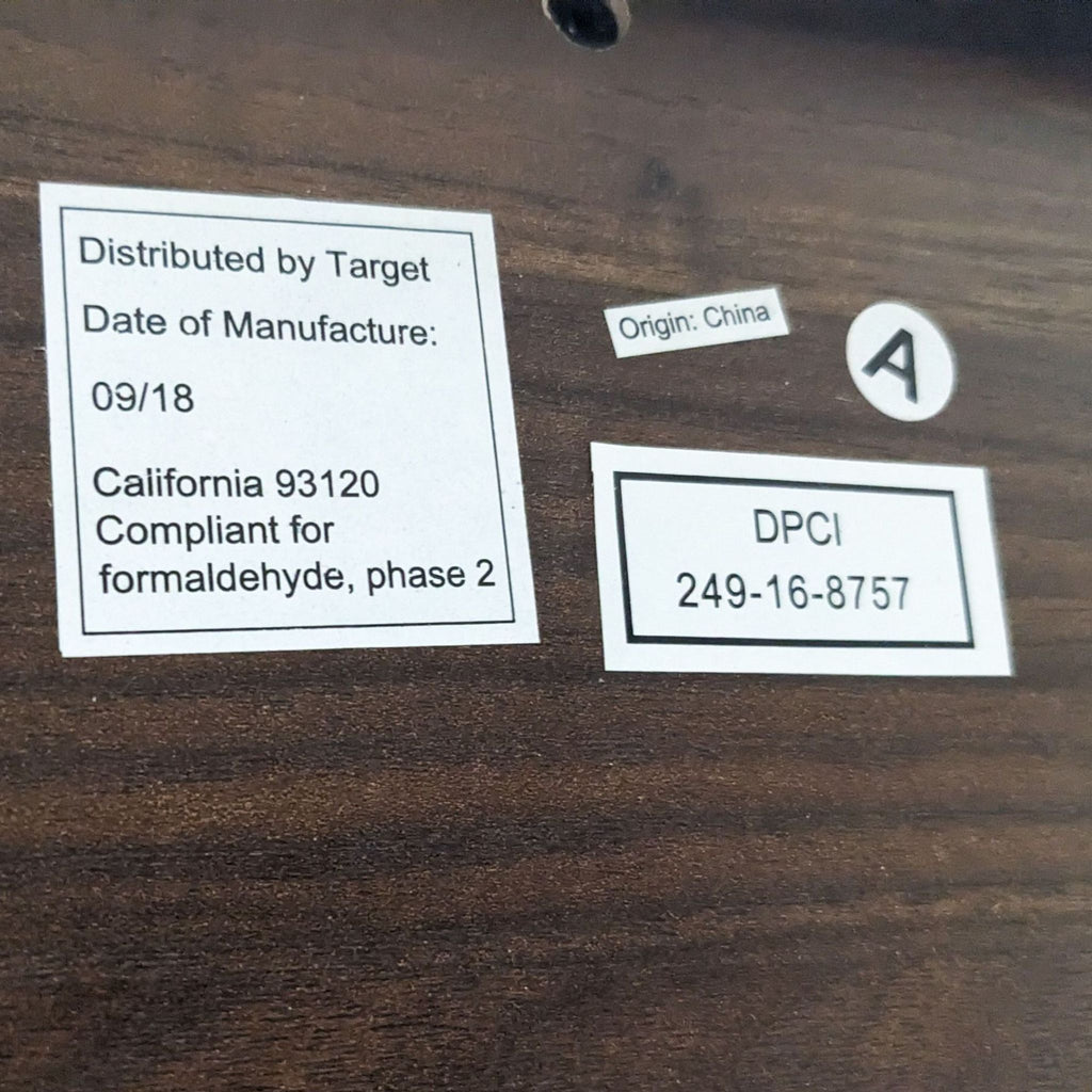 a close up of a table with a label on it