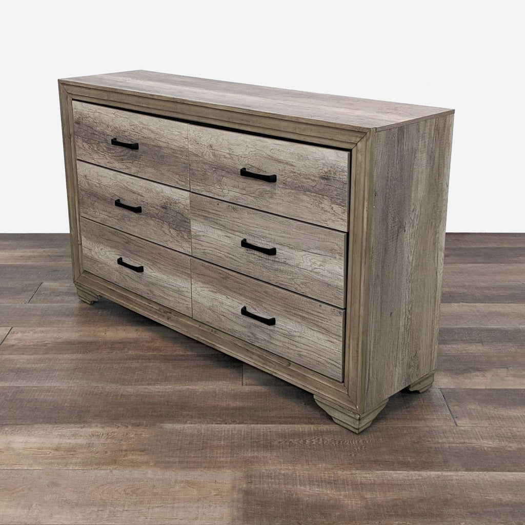 Rustic Contemporary 6-Drawer Dresser with Weathered Finish