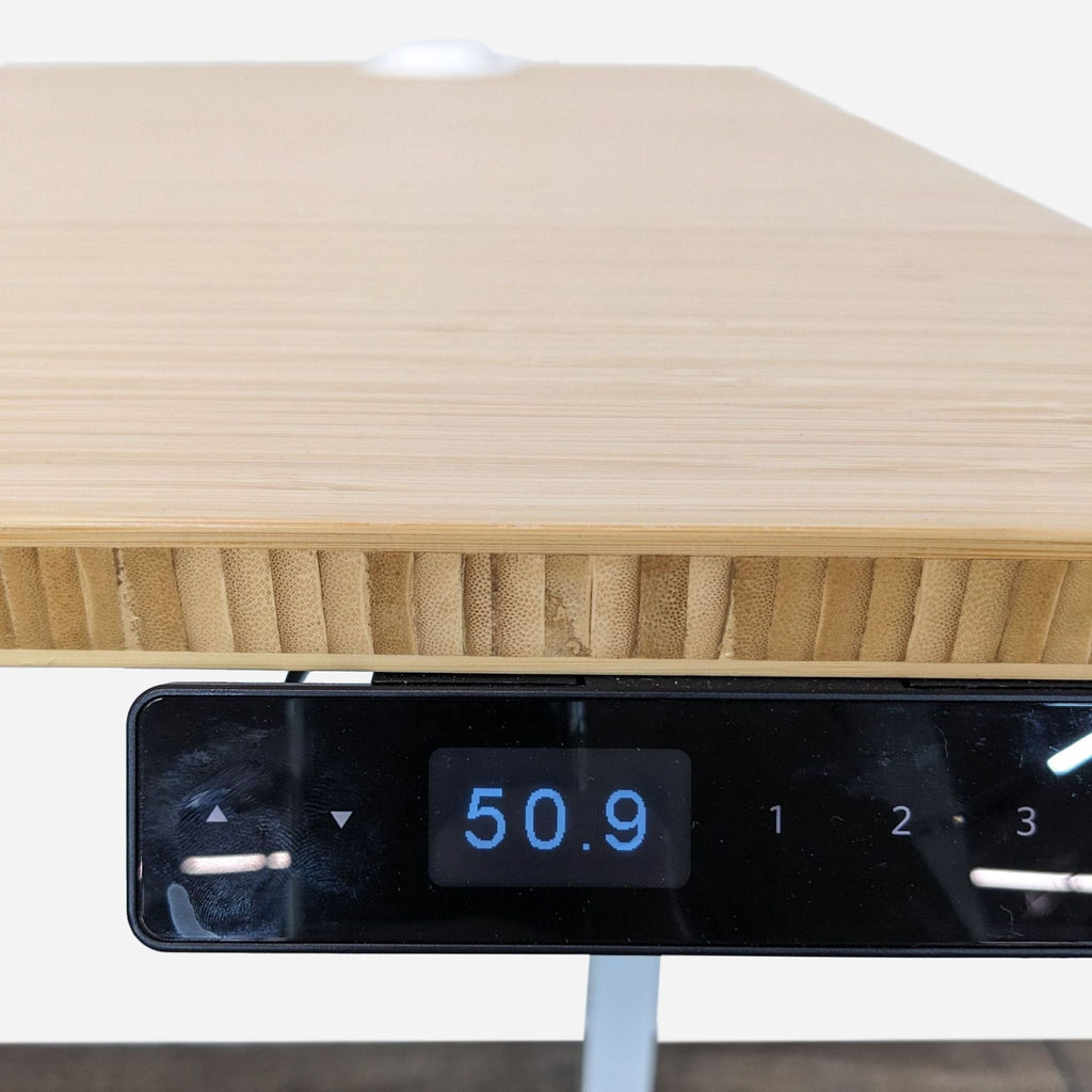 Fully L-Shaped Bamboo Finish Adjustable Standing Desk
