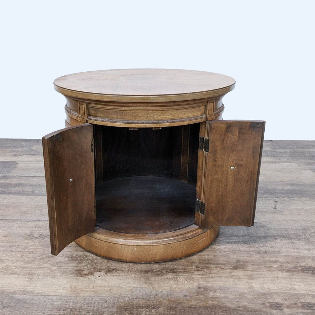 a french country style coffee table with a drawer and a drawer.
