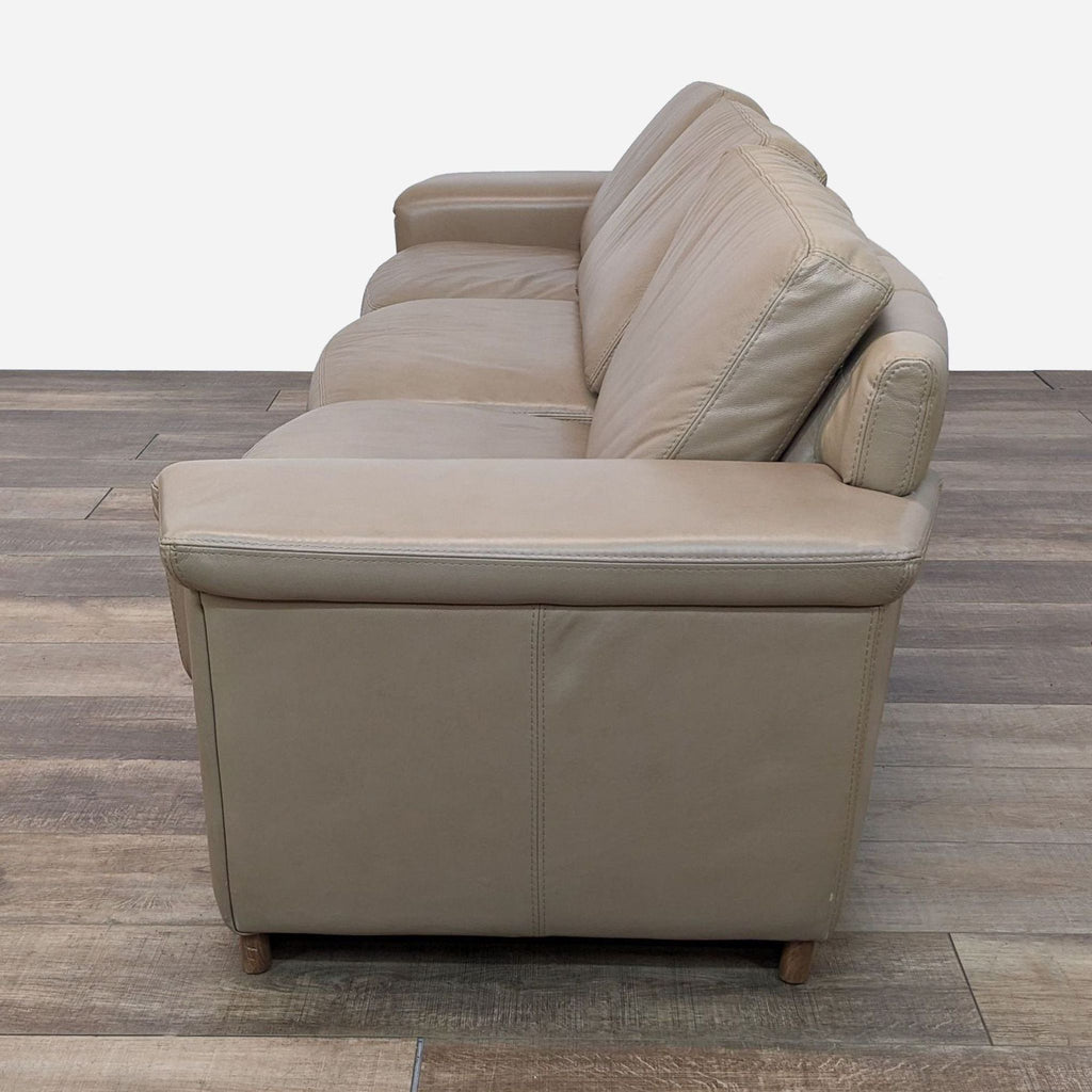 Mercedes Beige Leather 3-Seat Sofa