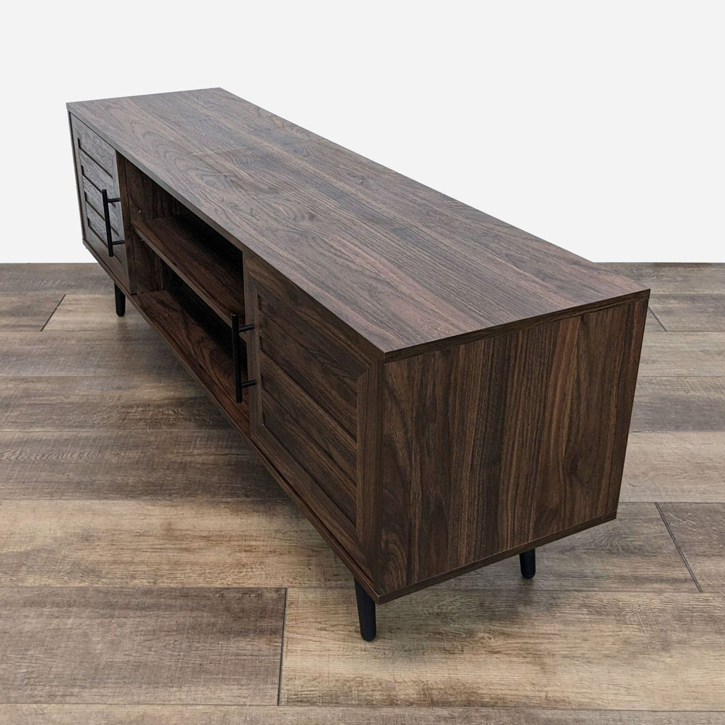 a modern, modern, and minimalist sideboard with a dark walnut finish.