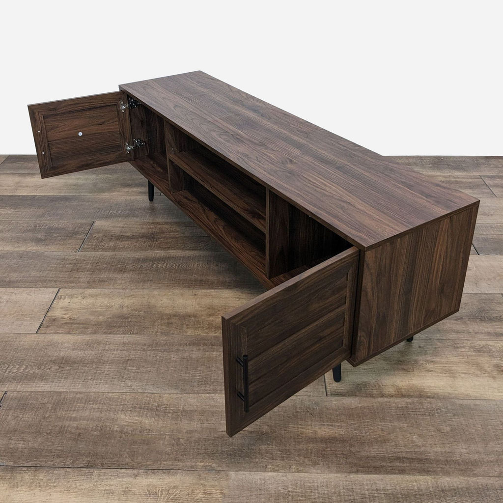 the modern walnut console table