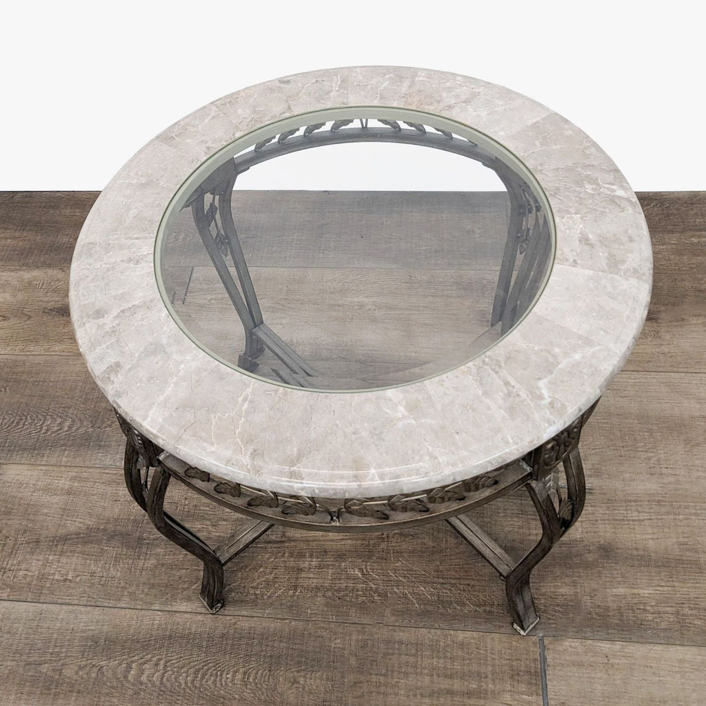 Glass and Marble Top End Table