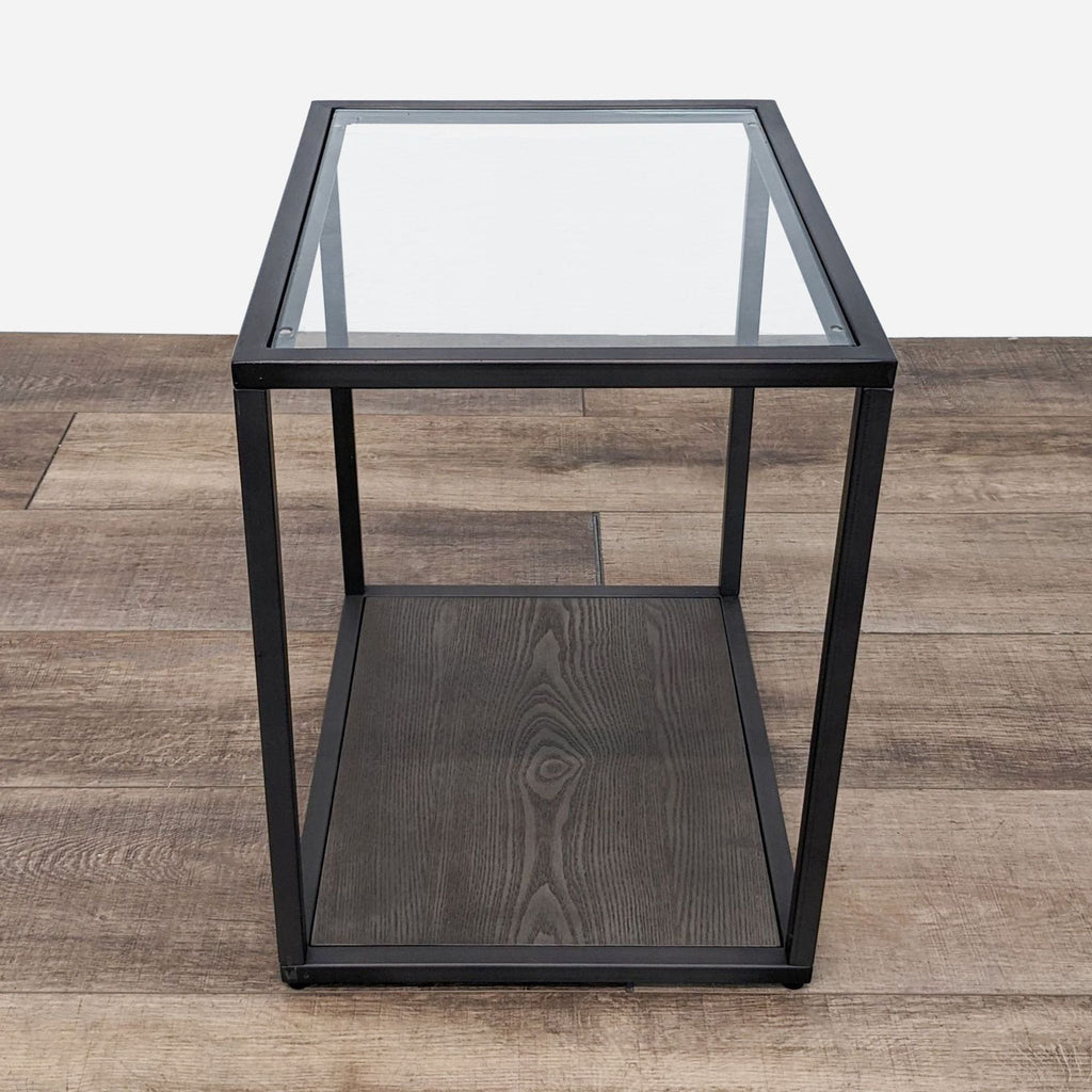 Crate & Barrel Glass Top Side Table