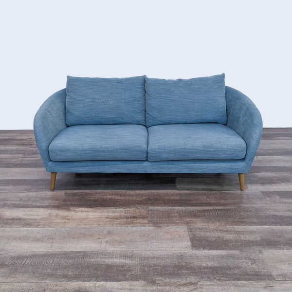 sofa in a blue linen fabric