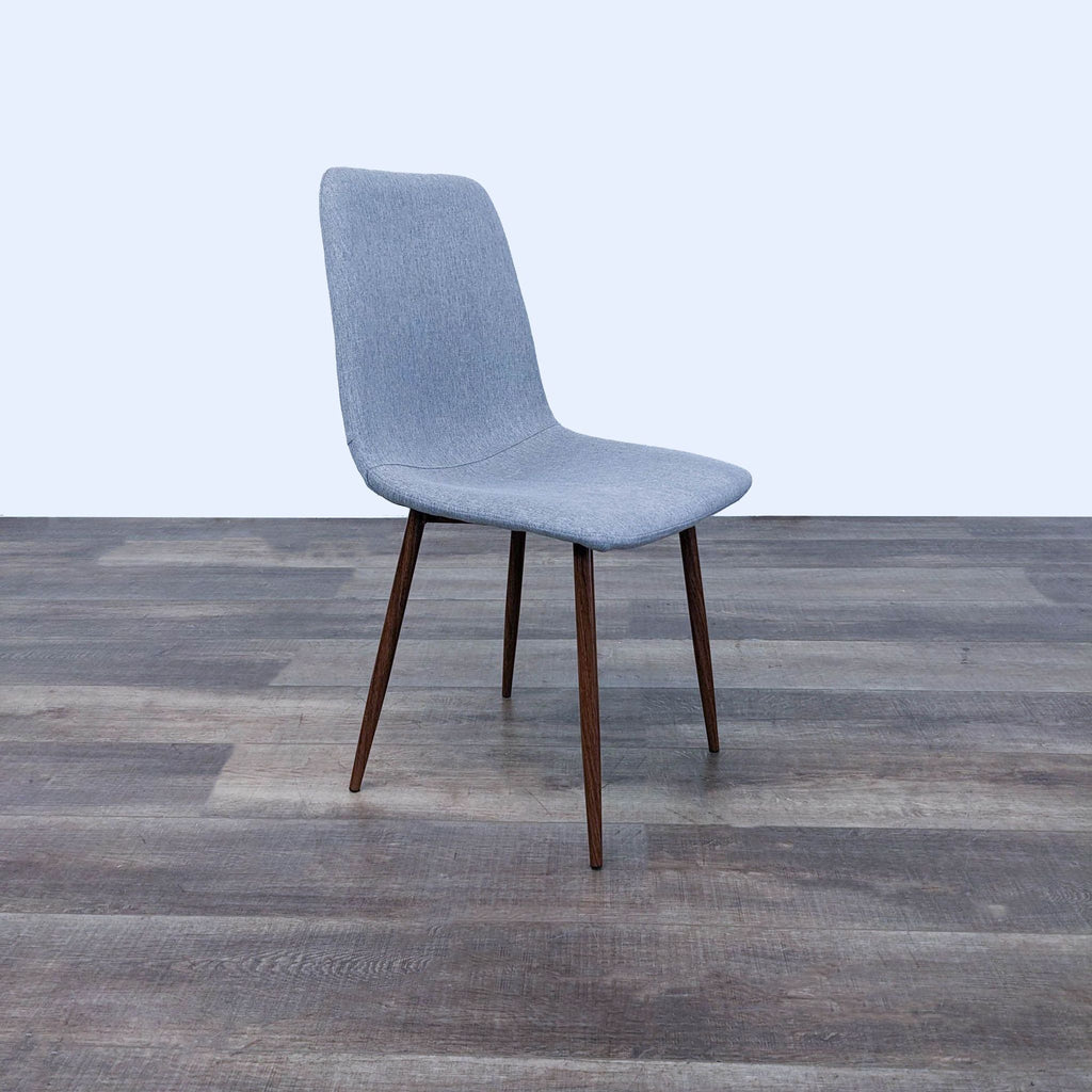 Modern Grey Upholstered Dining Chair with Metal Legs