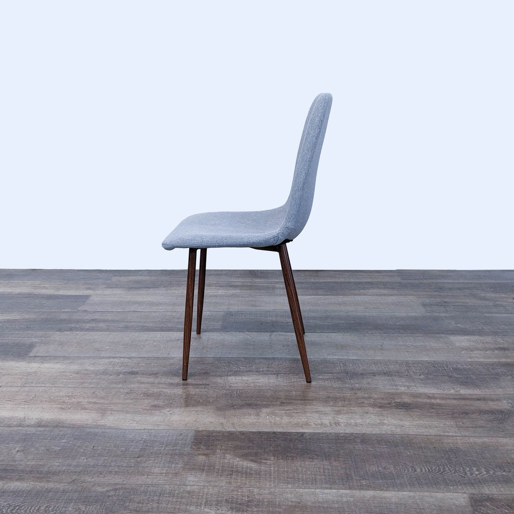 Modern Grey Upholstered Dining Chair with Metal Legs