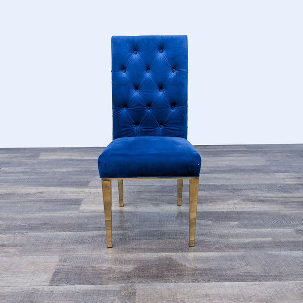 the velvet tufted chair - blue
