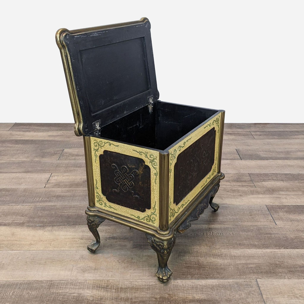 a late 19th century french brass and black lacquer box