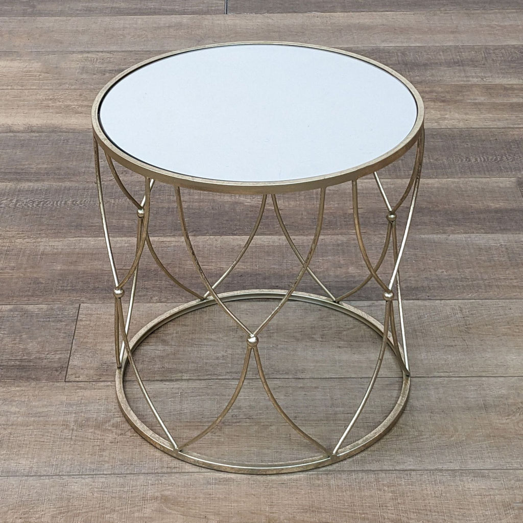 Metal Base Drum Accent Table