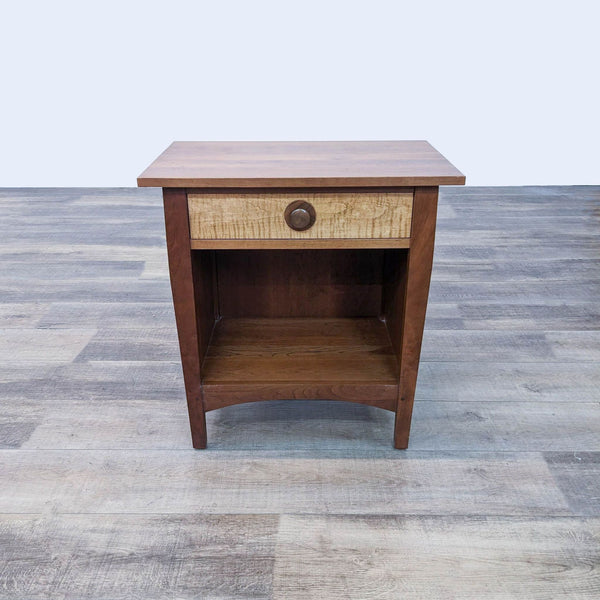 a mid century modern cherry side table