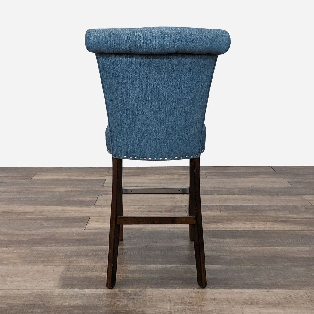 Blue Fabric Stool On Solid Wood Frame