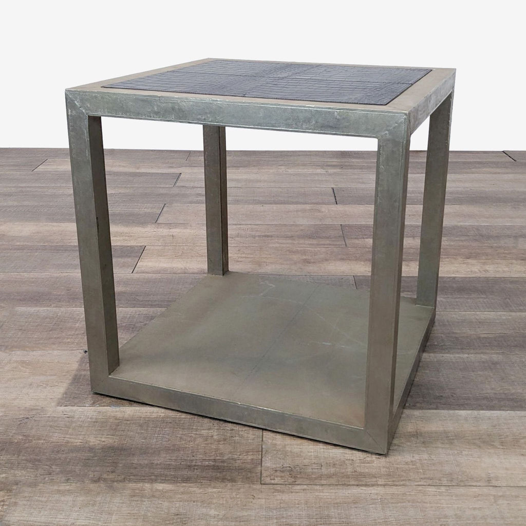 a modern side table in steel