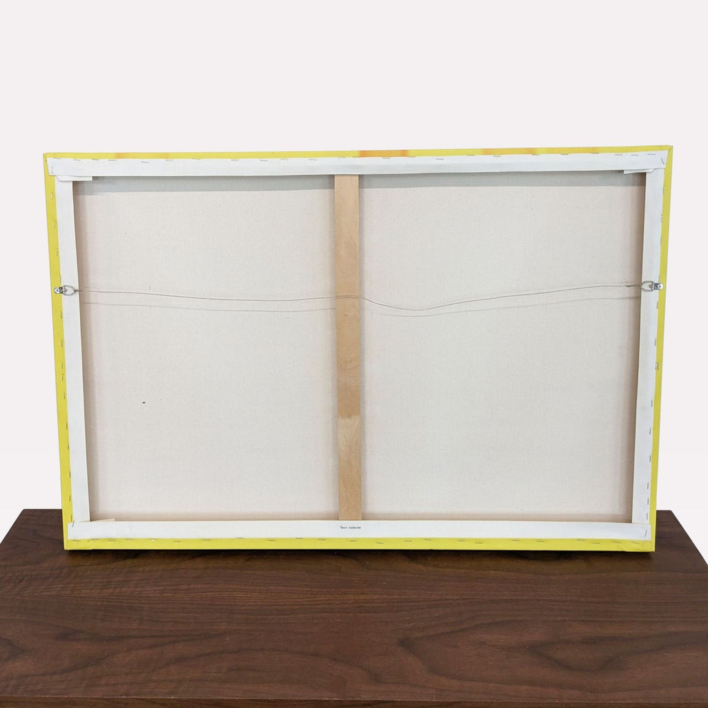 a painting of a window frame with a yellow border.