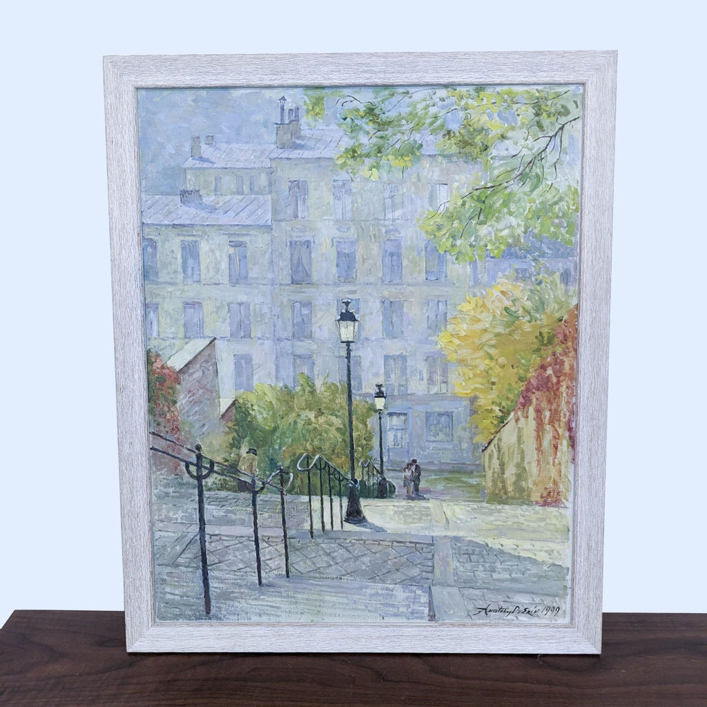 a painting of a street in paris